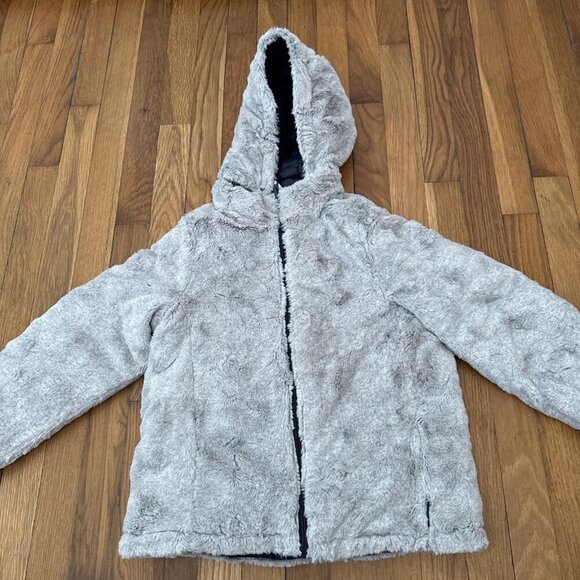 Polarn O. Pyret Winter Jacket Reversible Fleece Hooded Detachable Kids Size 9-10 - Picture 6 of 6